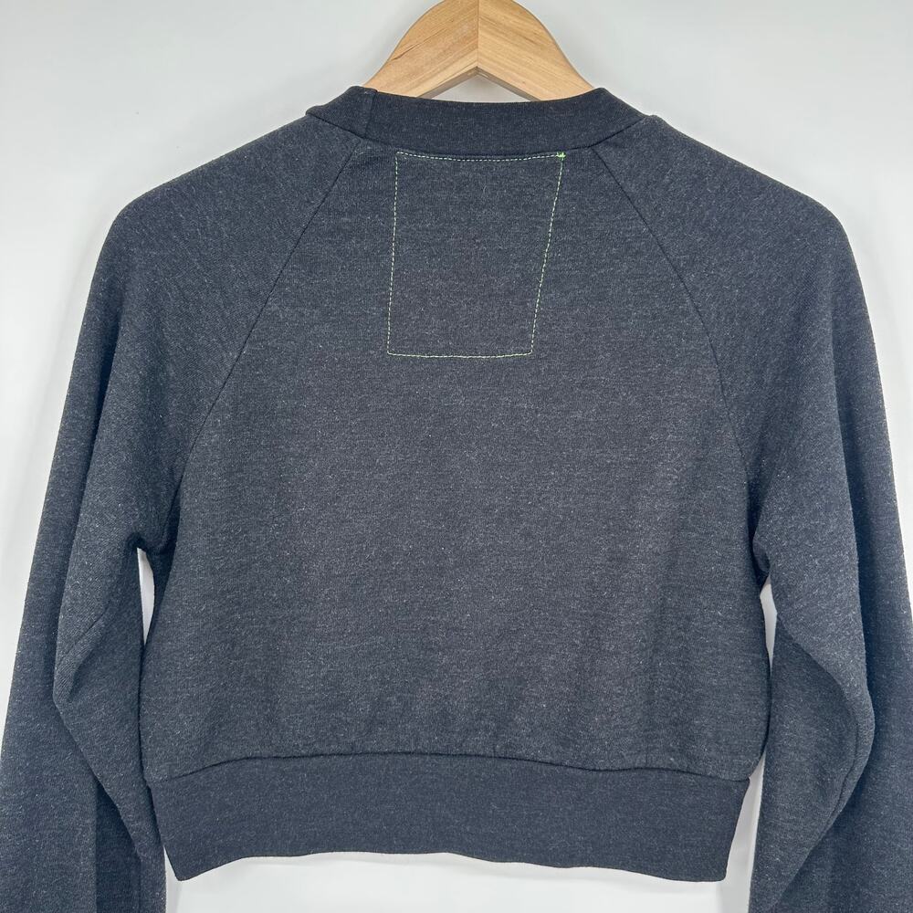 Aviator Nation Smiley Face Patch Cropped Sweatshirt Lightning Bolt Logo Pullover - Picture 9 of 11